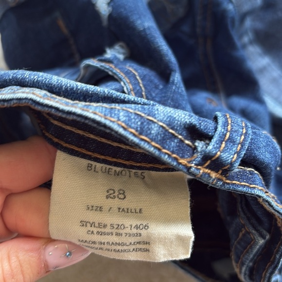 Blue Notes Distressed Denim Shorts | Rolled Hem | Size 28 Summer Staple - Picture 5 of 6